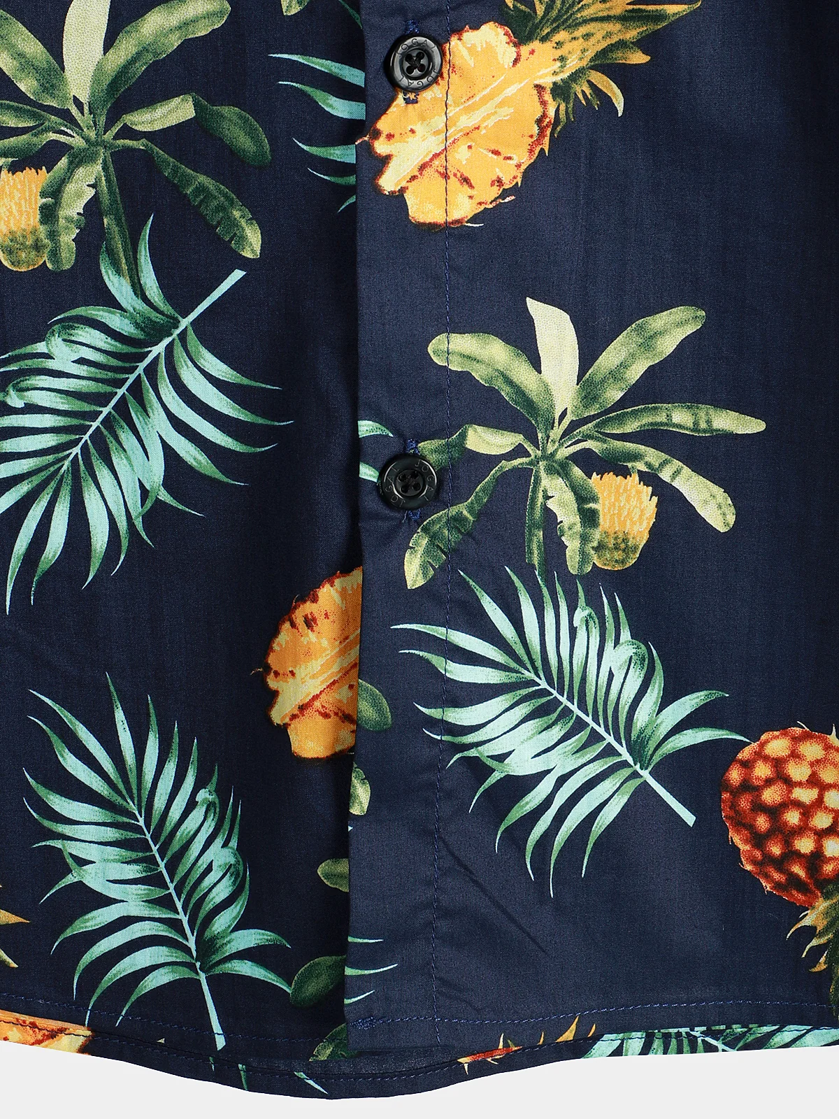 Men's Pineapple Print Cotton Hawaiian Short Sleeve Shirt