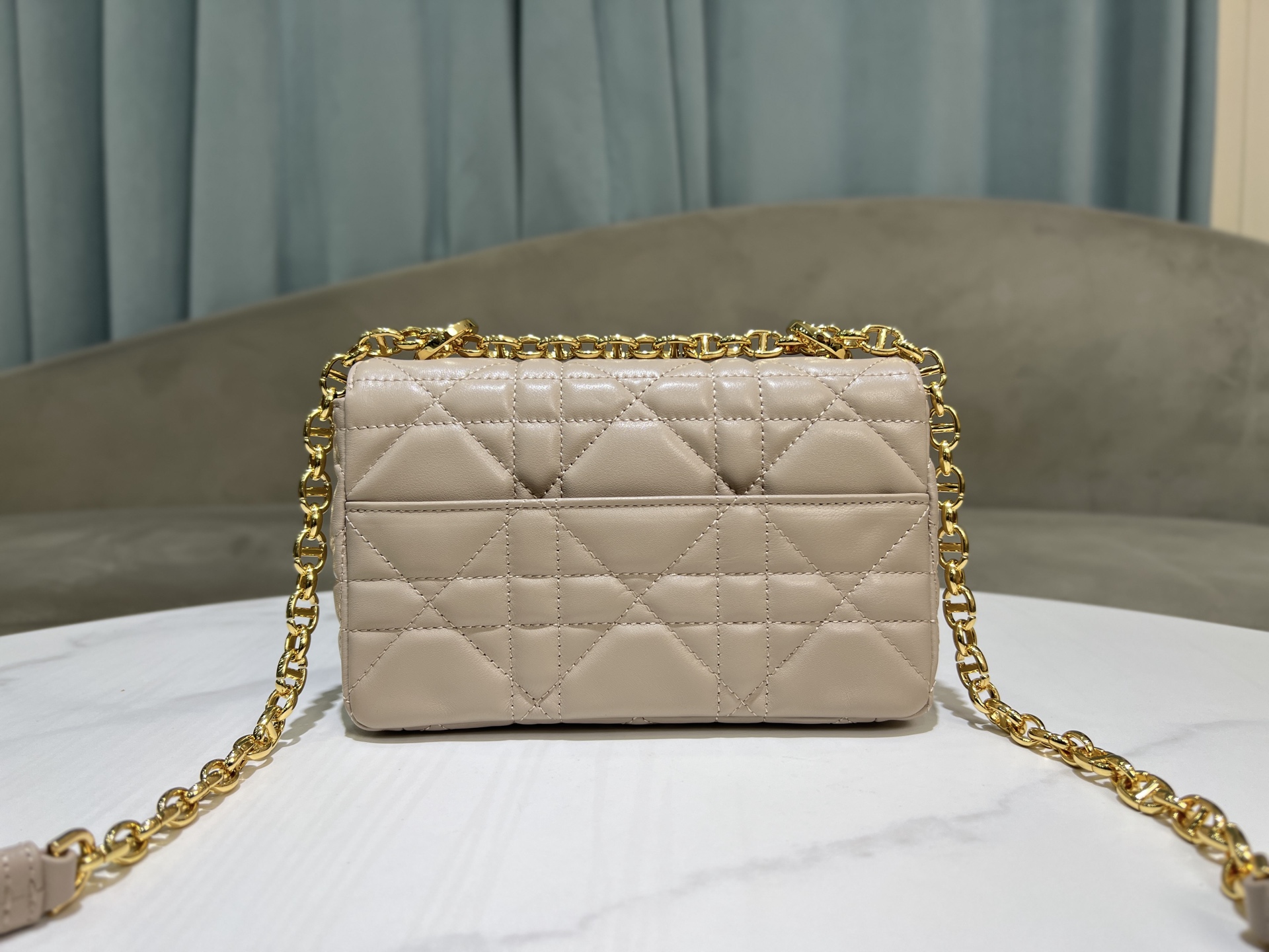 Small Soft Dior Caro in Nude Pink Quilted Lambskin