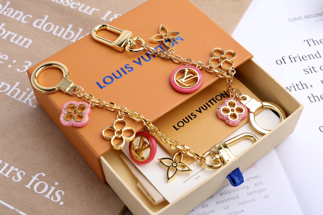 LV Monogram and flowers Key chain