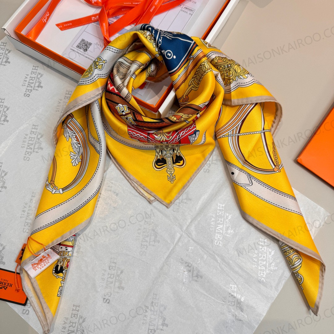 Hermes Stately Wheels 90 Silk Twill Scarf - KAIROO