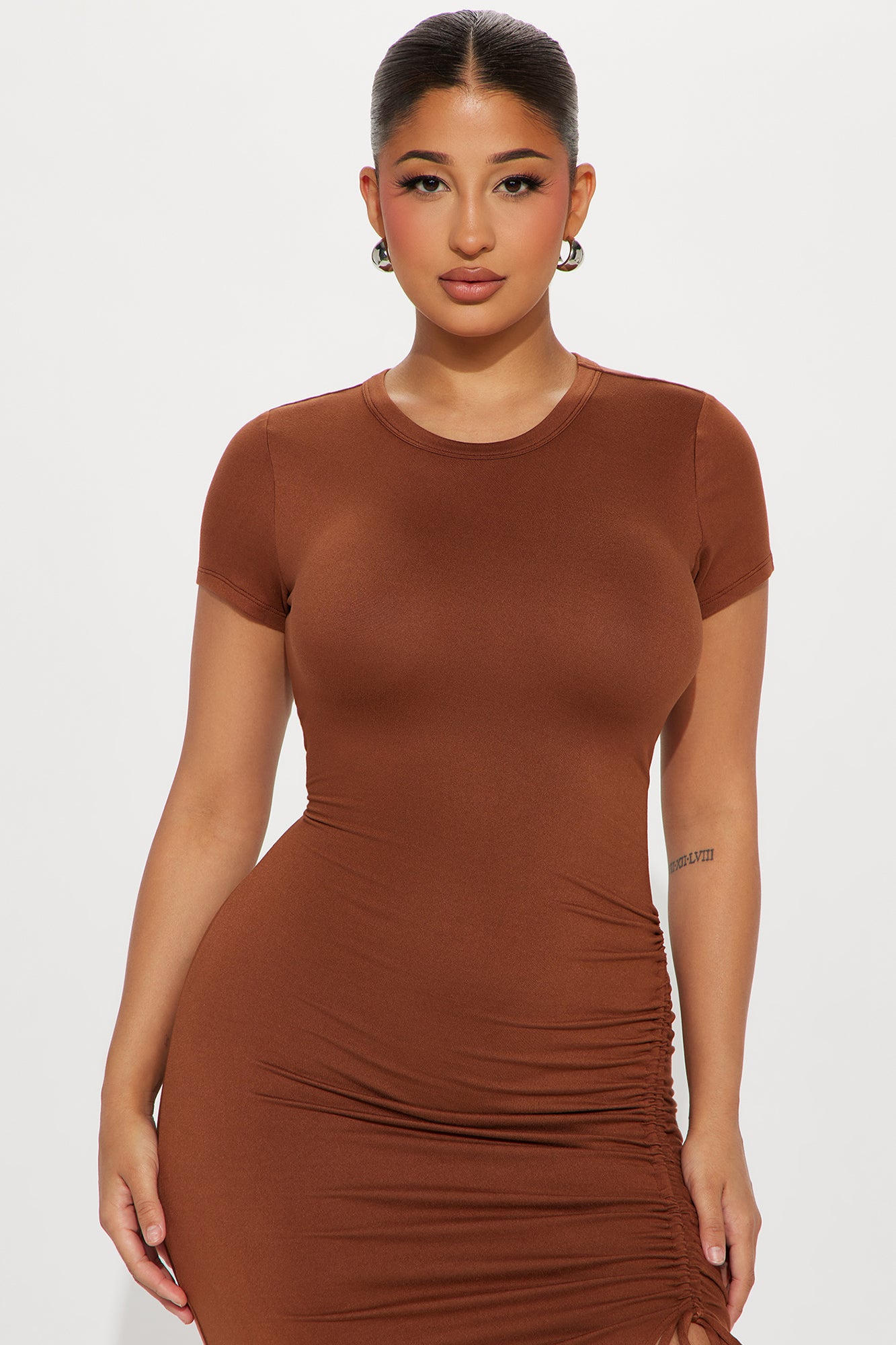 Dani Ruched Maxi Dress - Chocolate