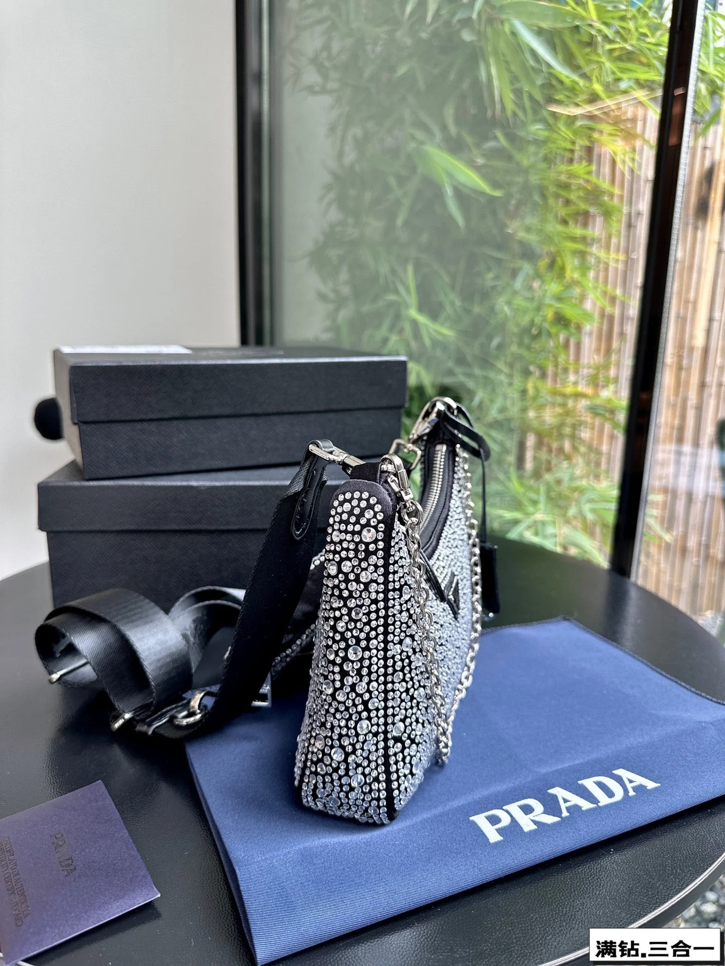 Prada  22 SATIN MINI-BAG WITH FULLY RHINSTONES