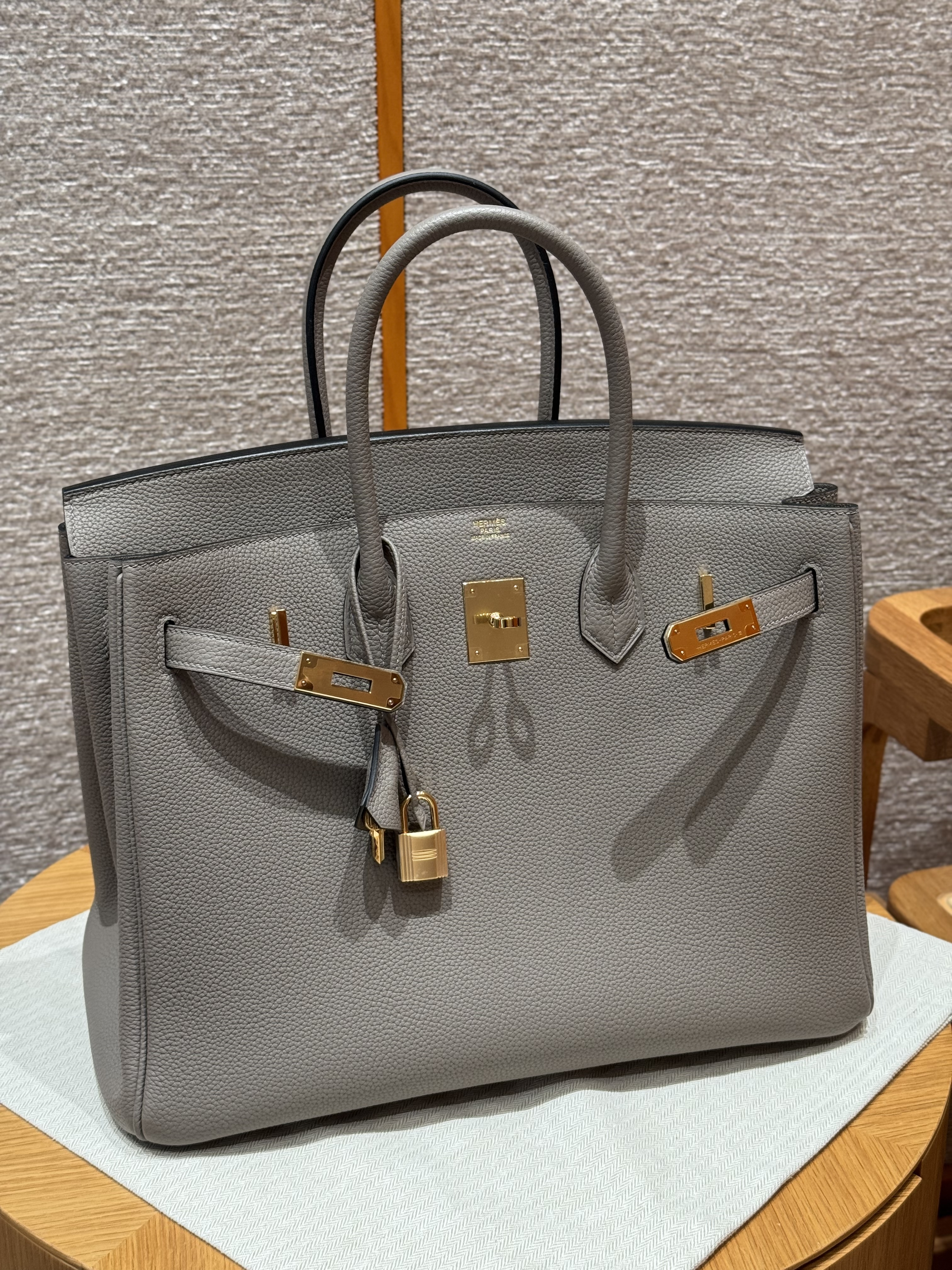 Hermes Gris Asphaite Togo Birkin 35 Bag