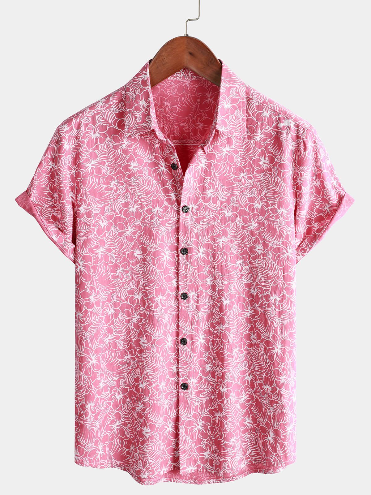 Men's Floral Cotton Hawaiian Short Sleeve Shirt