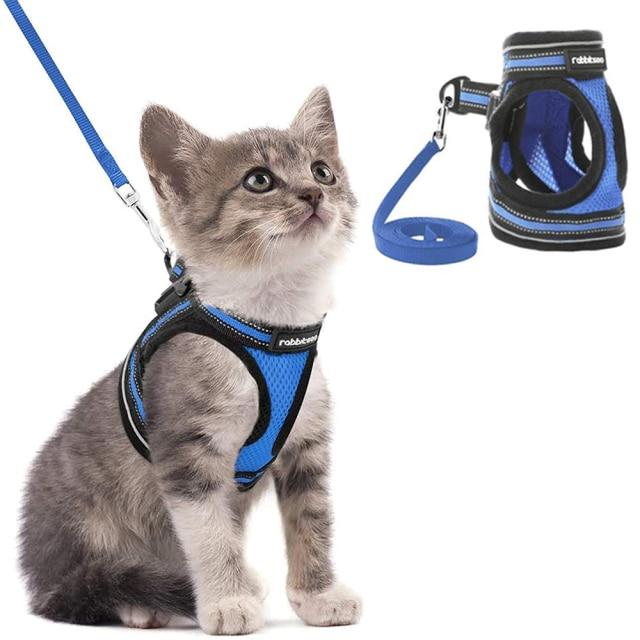 Cat Harness and Leash Set for Walking Escape Proof Adjustable Reflective Soft Kittens Vest Harness for Small Cats