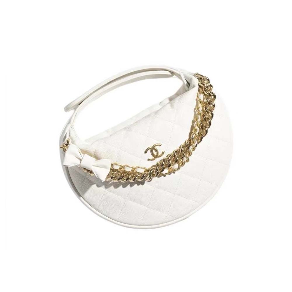 Chanel Calfskin Pouch on Gold Chain