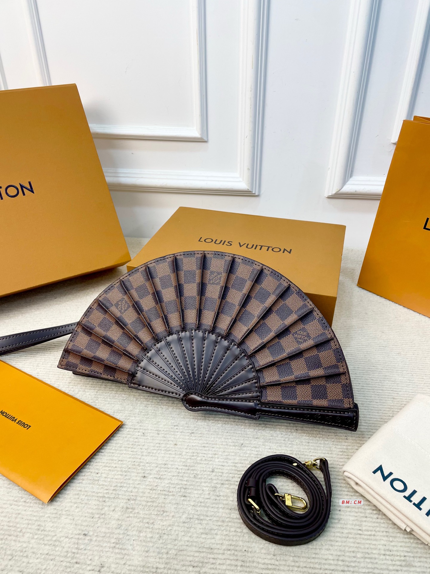 Louis Vuitton LV Monogram Canvas Pleated Fan Shape Crossbody Shoulder Strap Clutch Bag - KAIROO