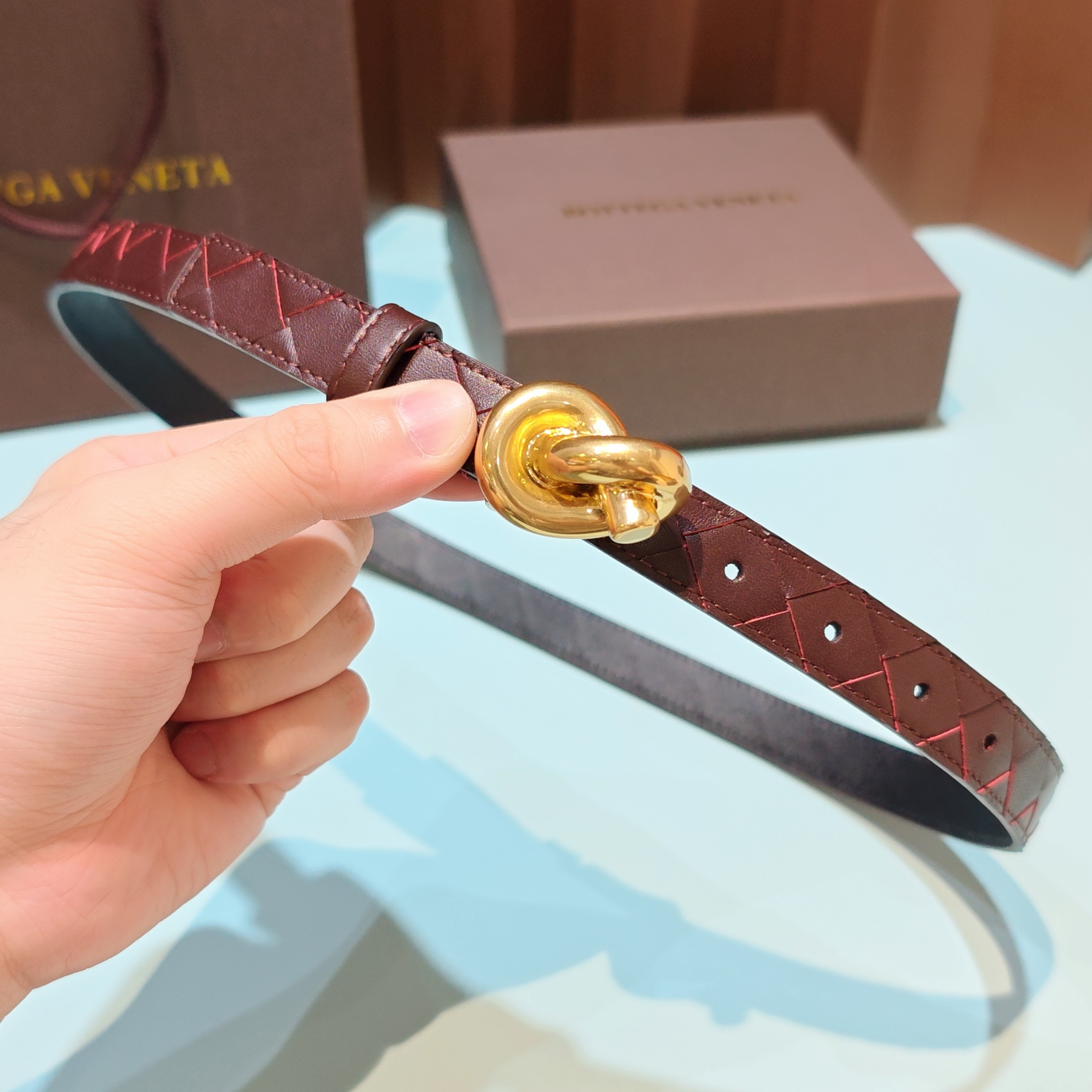 Bottega Veneta Knot Leather Belt 2.0cm