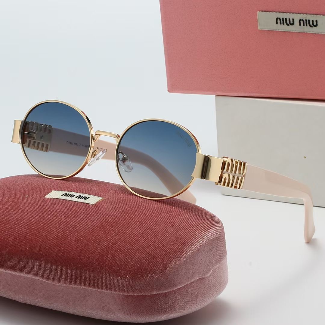 Miu Miu Minimalist Round Metal Logo Sunglasses - KAIROO