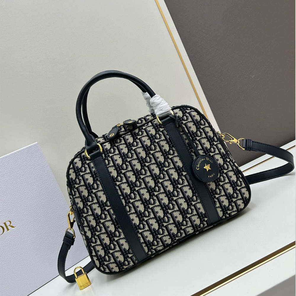 Dior Canvas Bowling Crossbody Handbag
