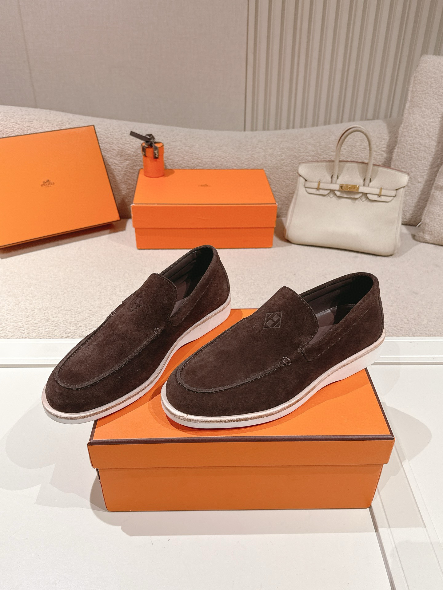 Hermes Men's Suede Low Mocassin