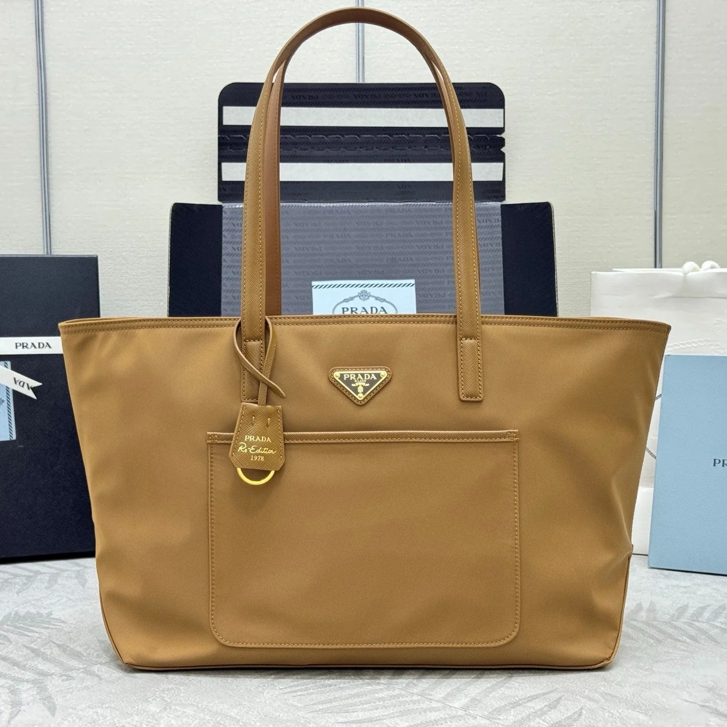 Prada Re-Edition 1978 Tote Bag 35cm Brown Re-Nylon& Saffiano Leather