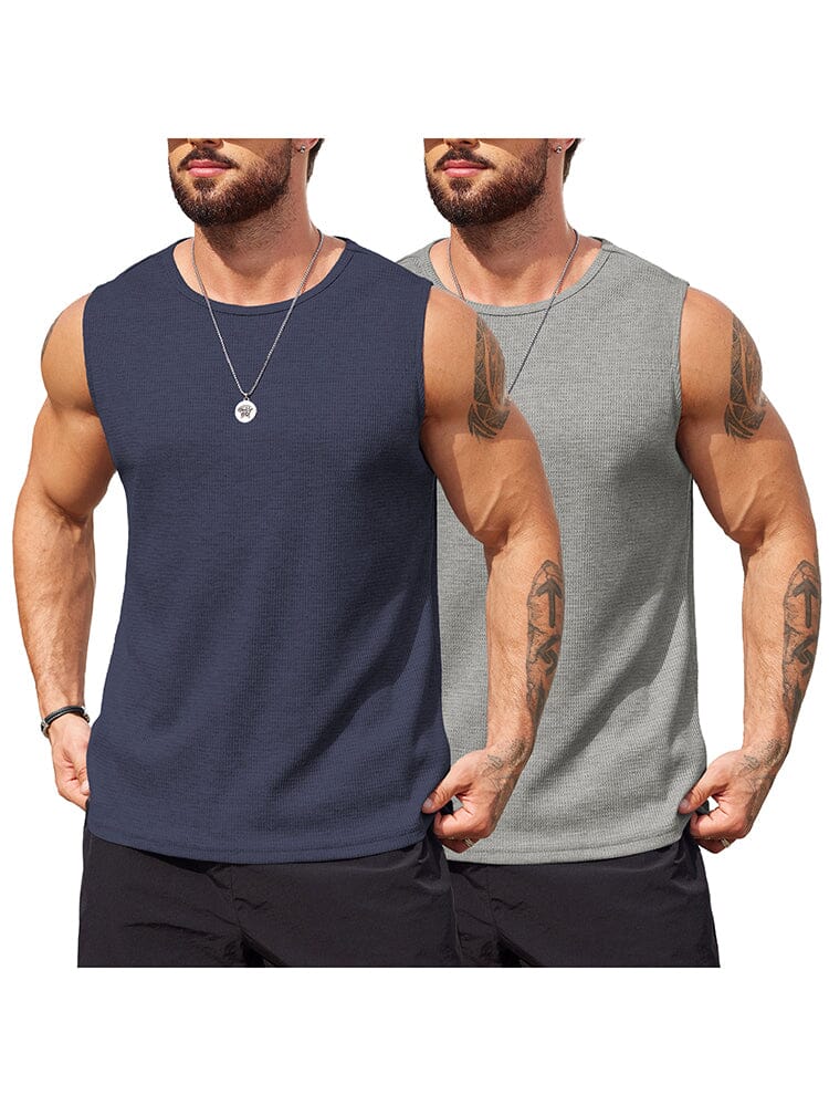(Pre-order)Casual 2 Pack Waffle Tank Tops (US Only)
