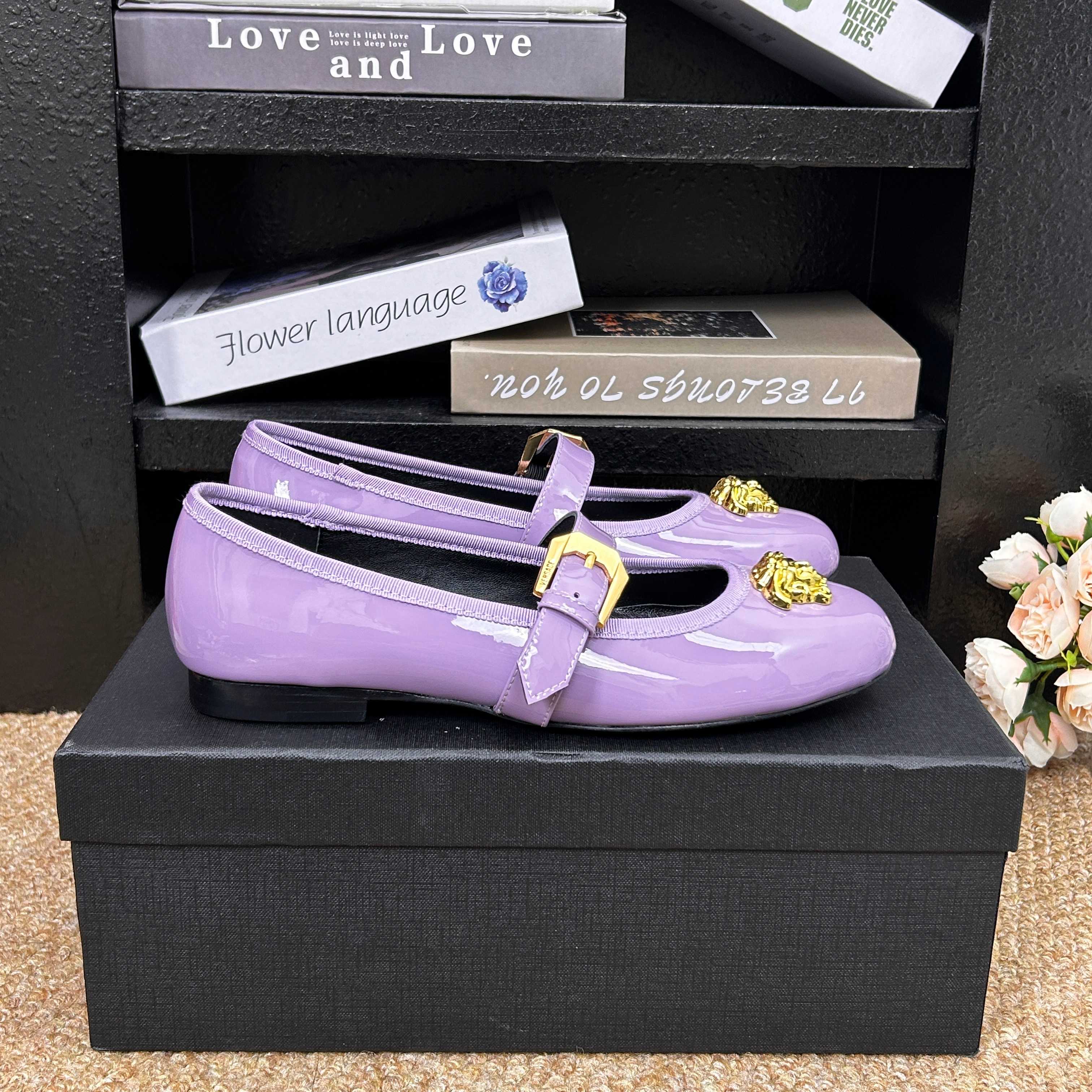 Versace Shiny Leather Ballet Flat