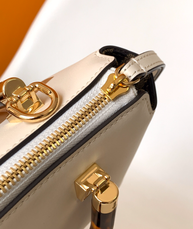 FENDI - By The Way Series Calfskin Boston Bag Shoulder Crossbody Handbag Mini Bag White