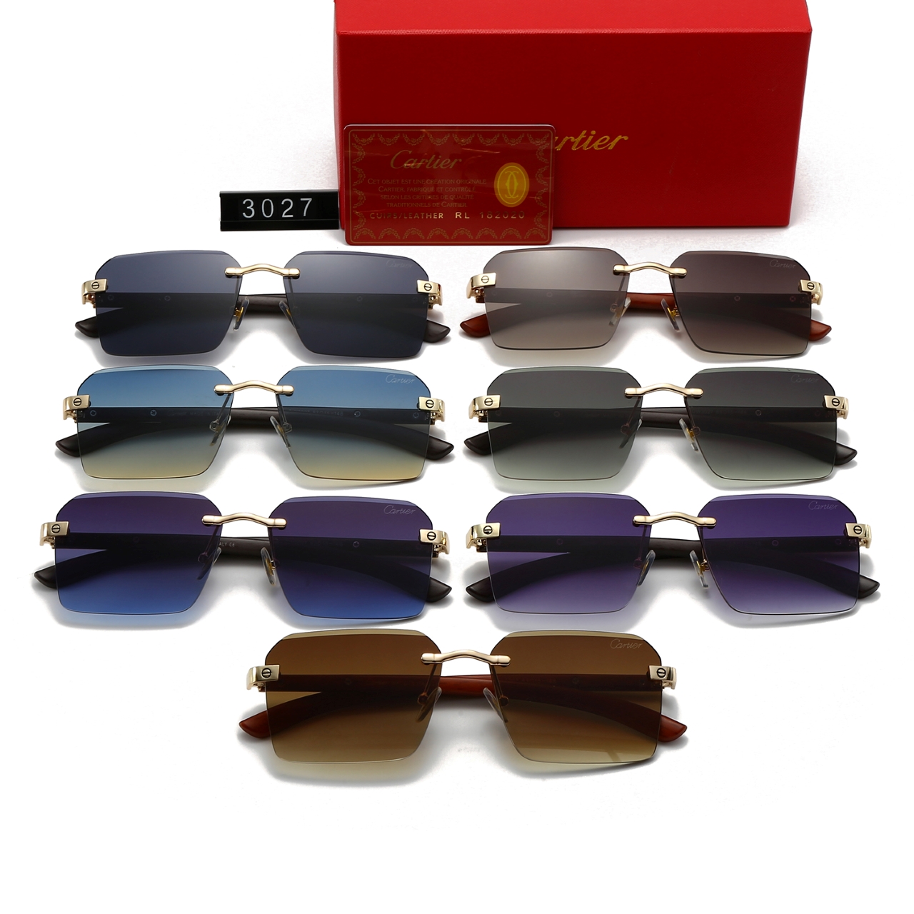 Cartier Santos Screw-Detail Rimless Sunglasses Top quality - KAIROO
