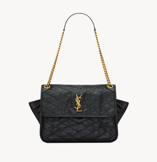 Saint Laurent Black Vintage Leather Niki Tripouch