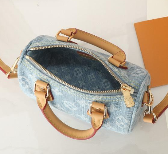 Louis Vuitton LV-Nano Speedy Light Denim Handbag