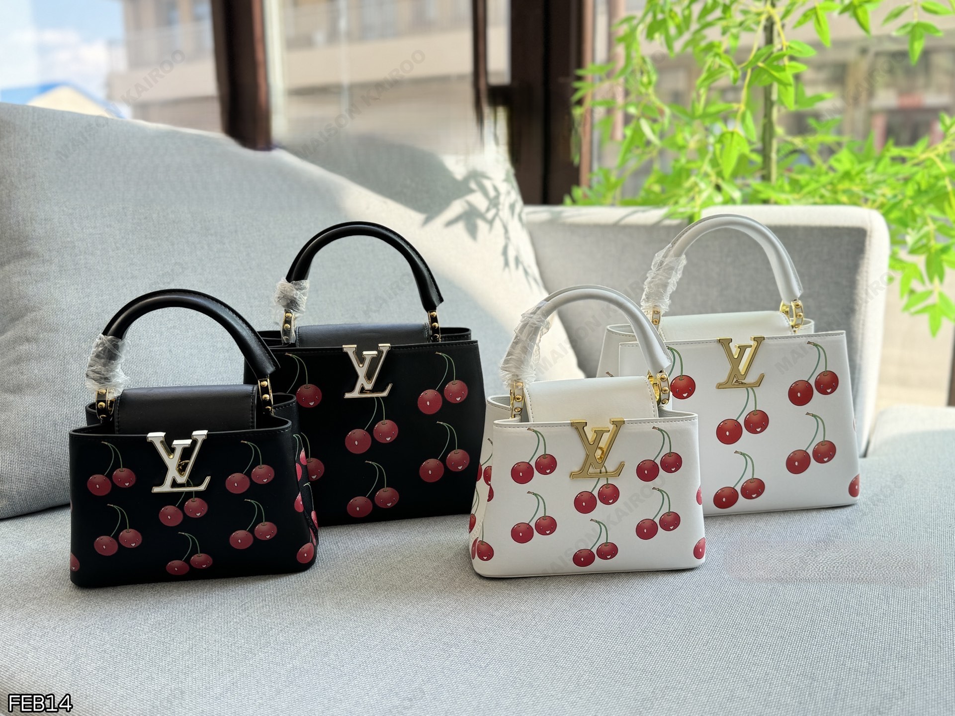 Louis Vuitton LV x TM Capucines BB/Mini Cherry Smooth Leather Enamel Logo Top Handle Bag - KAIROO