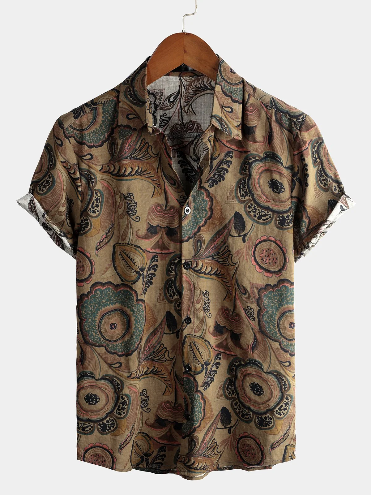 Men's Retro Cotton Short Sleeve Shirt