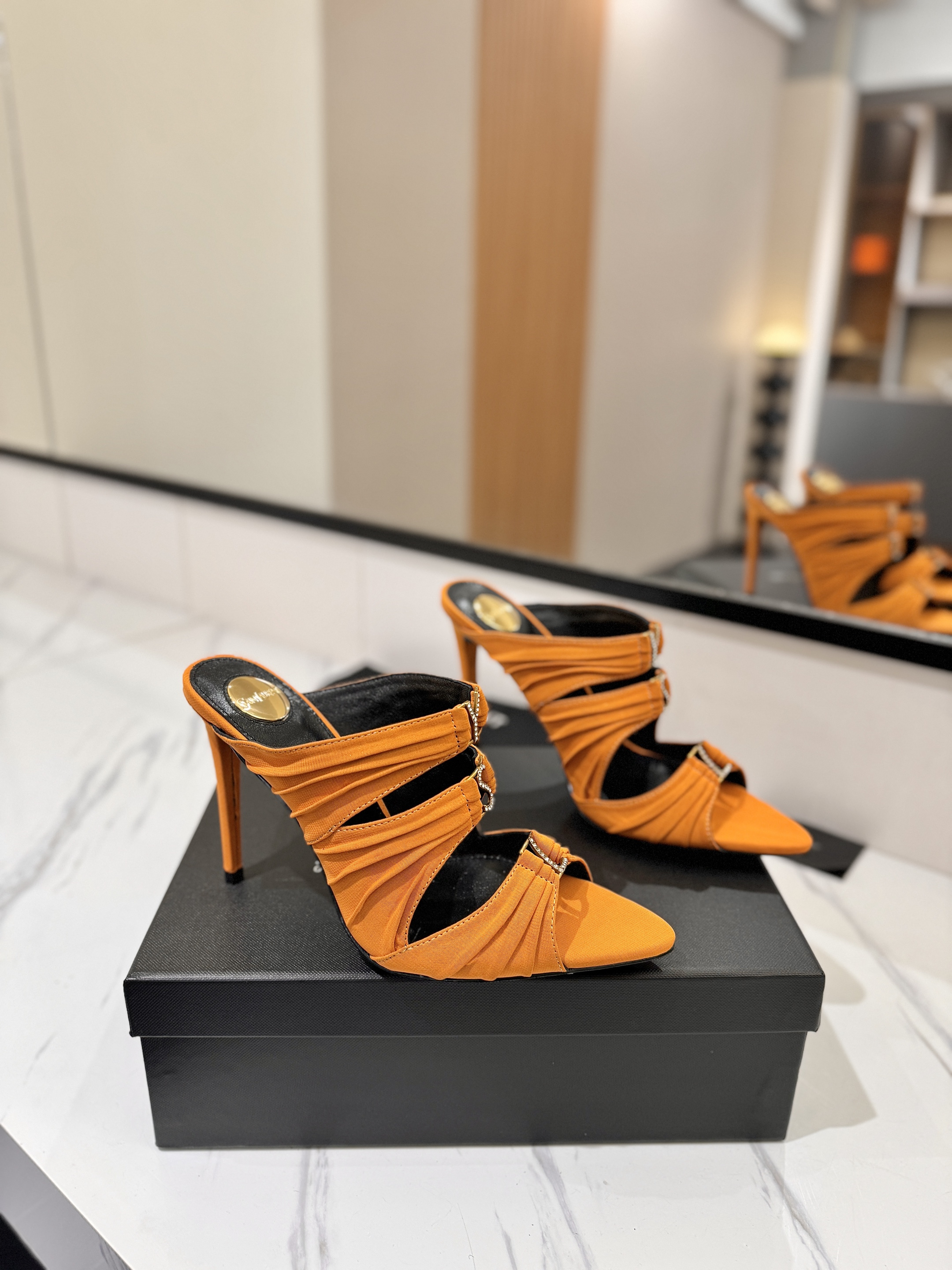 Saint Laurent EMILIE mules in satin crepe