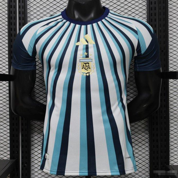 Player Version 2026 Argentina White Light Blue Dark Blue Radial Stripe Special Edition Jersey S-3XL