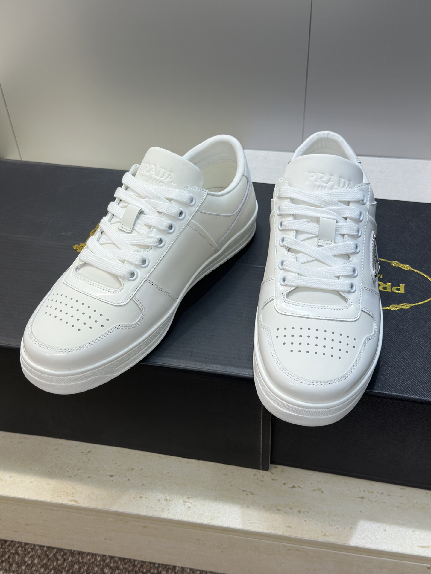 Prada Classic Unisex Leather Sneakers