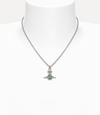 Dainty Silver Saturn Pendant Necklace – Sparkling Green Accent Jewelry Gift for Her