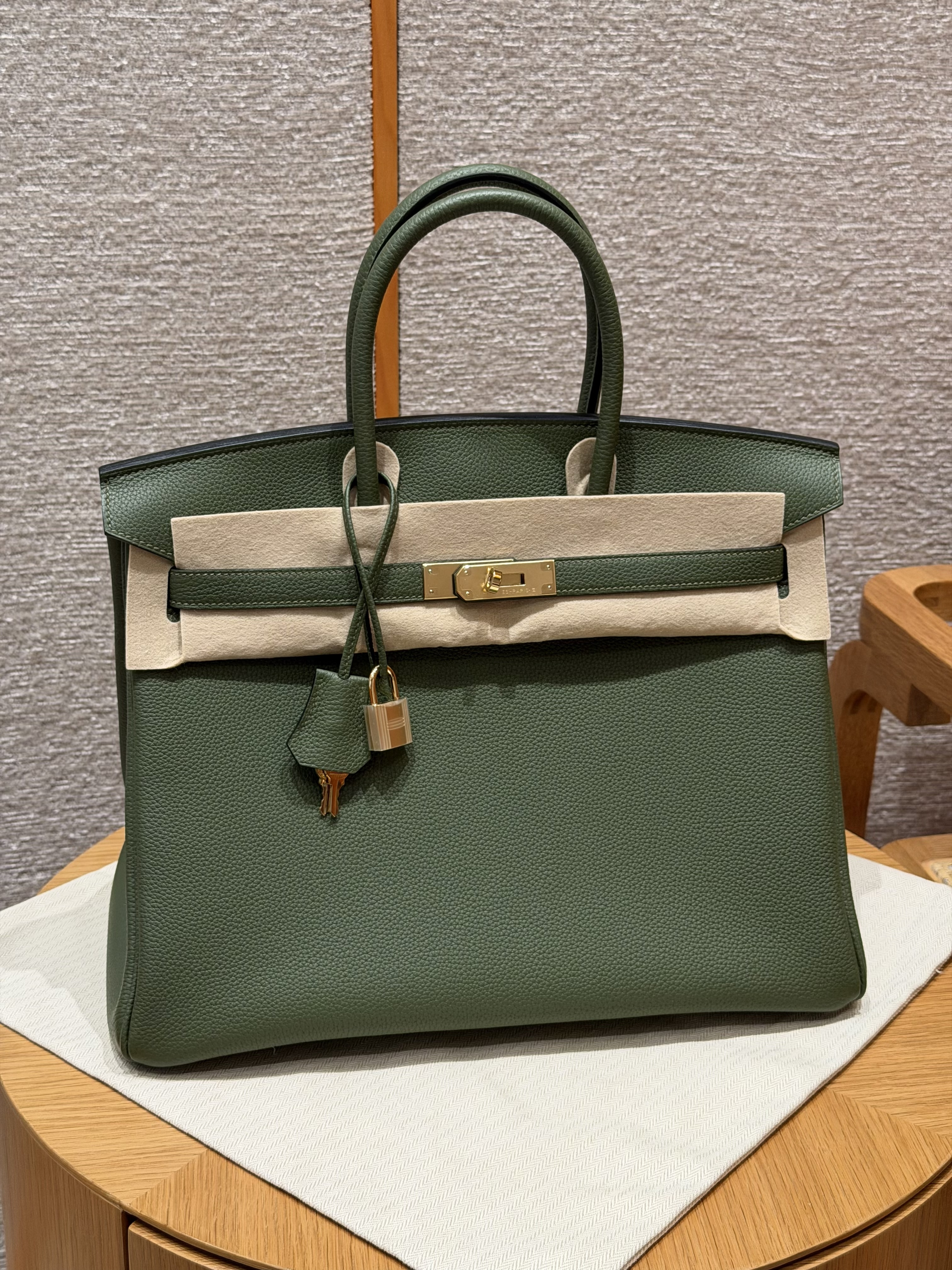 Hermes olive Green Togo Birkin 35 Bag