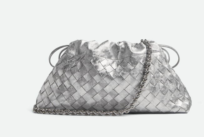 Bottega Veneta Dustbag Silver in Black Intrecciato leather