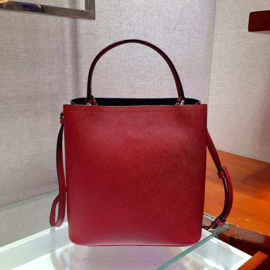 Prada medium pra panier bag 22cm red calfskin