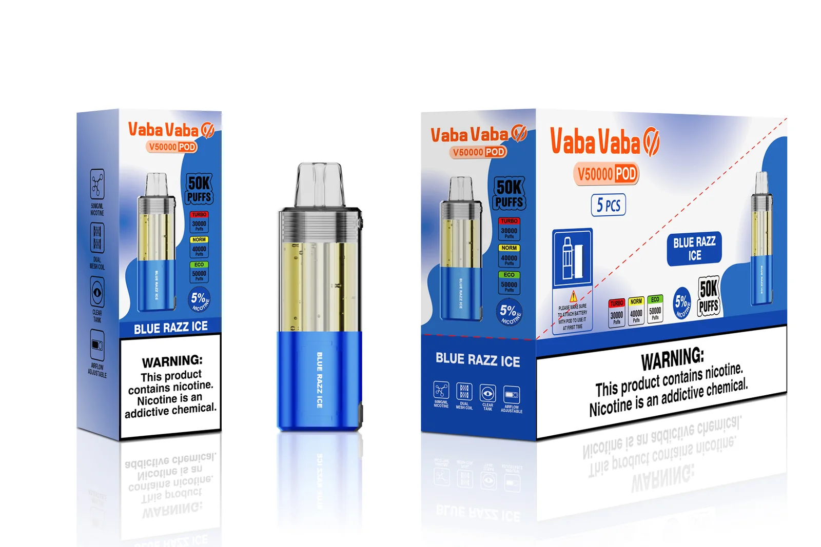 Vaba Vaba V50K replacement pod - Blue Razz Ice packaging