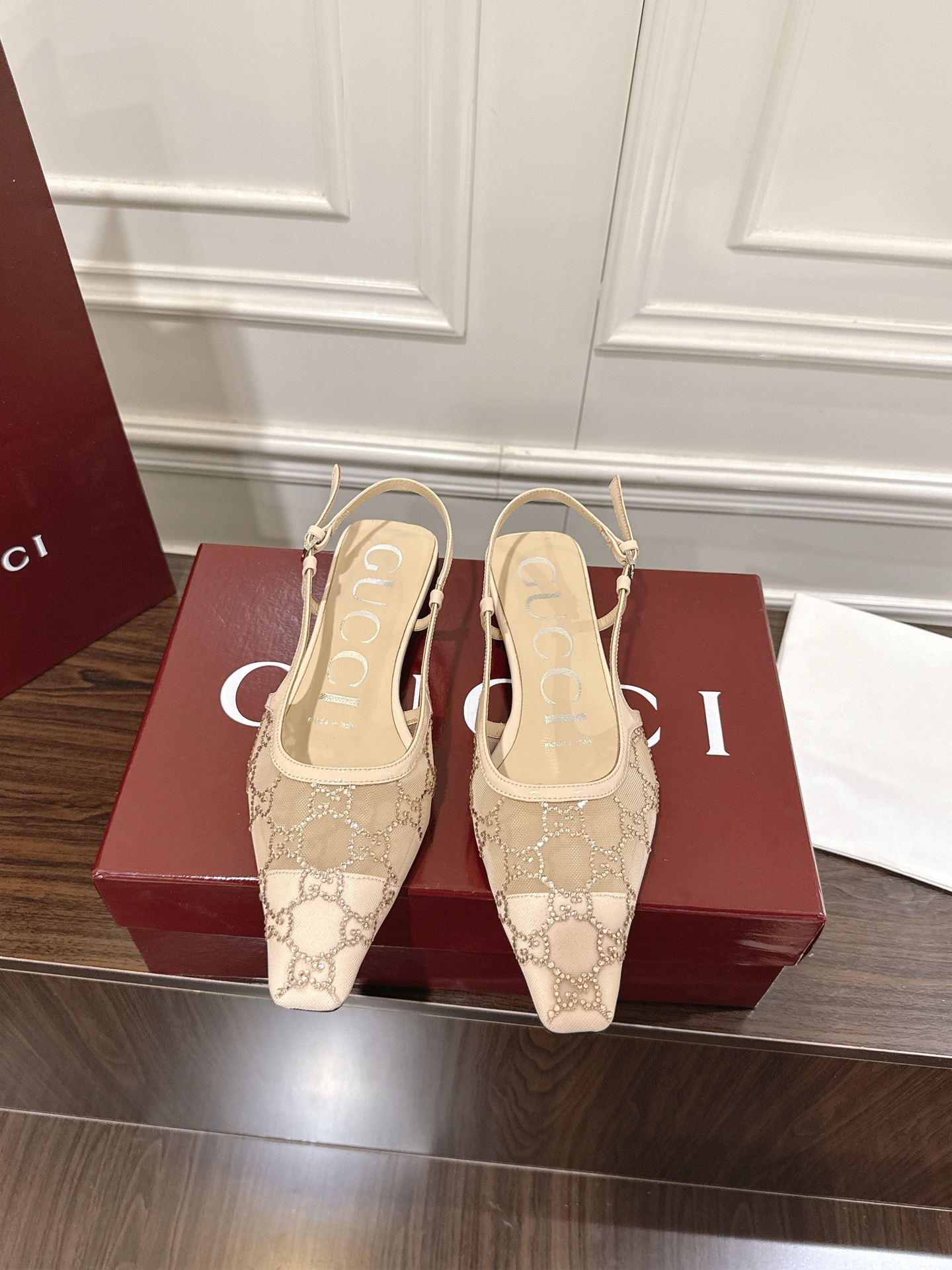 Women's Gucci  GG crystal slingback pump