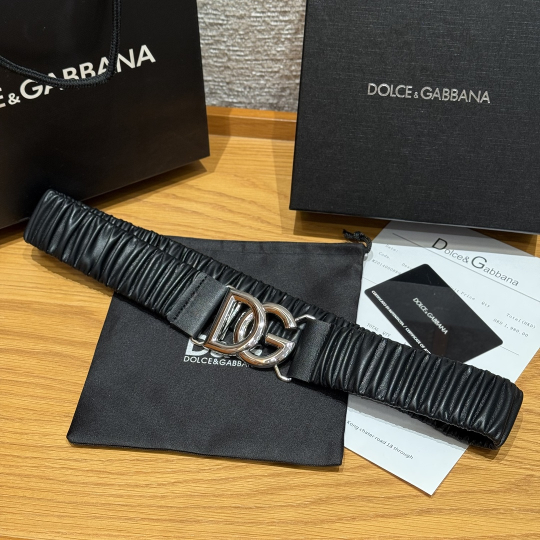D&G Luxury DG Elastic leather Belt 4.0cm