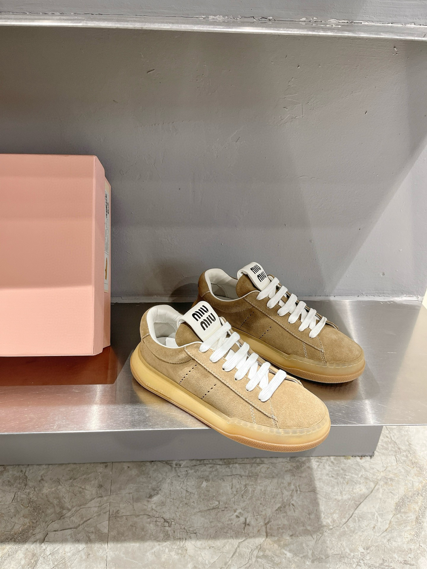 Miu Miu Bleached Suede Sneaker