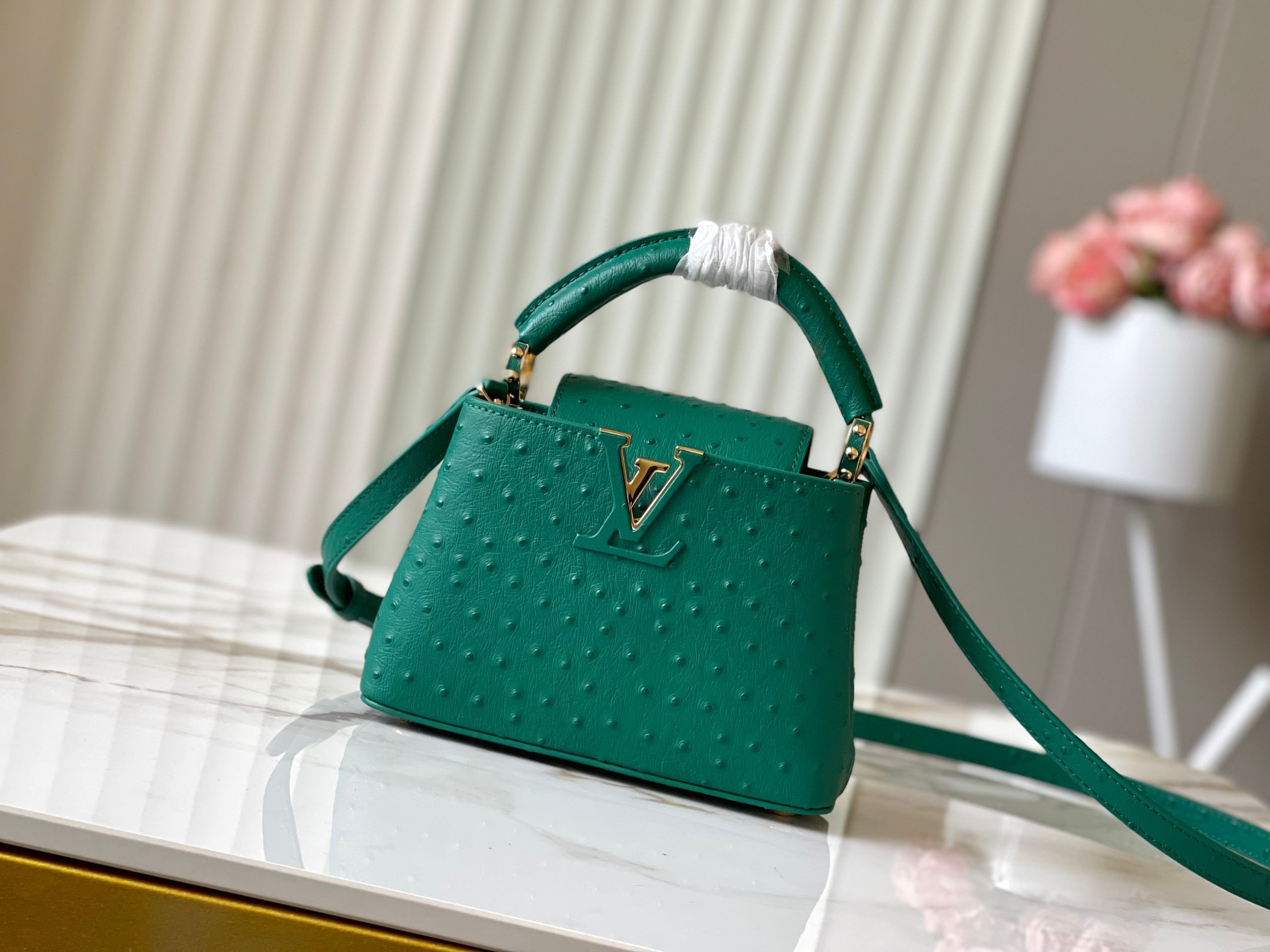 Louis Vuitton Bags lv grass green ostrich pattern handbag