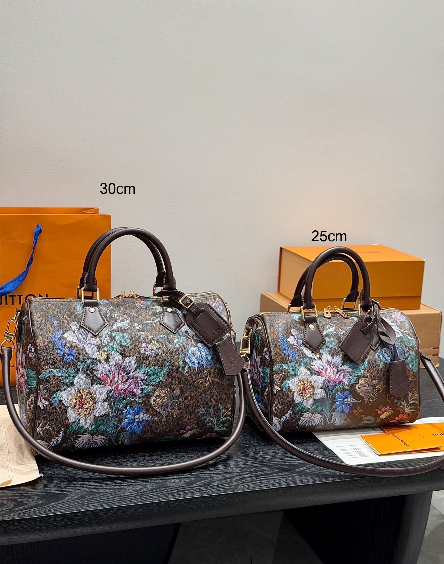 Louis Vuitton LV Speedy 25/30 Brown Monogram Tapestry Floral Multicolor Boston Top Handle Bag - KAIROO