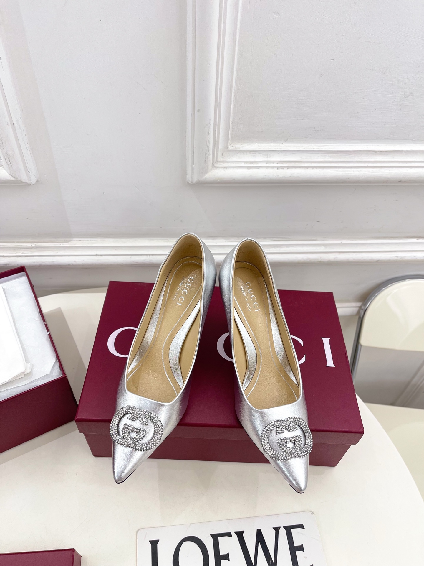 Women's Gucci pump with crystal Interlocking