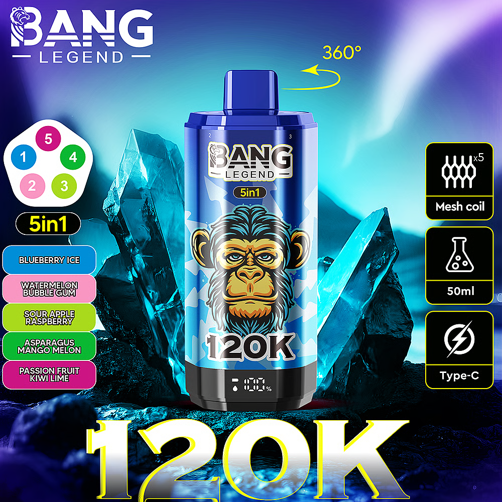Bang Legend 120K Disposable Vape 5-in-1 Flavor (5%, 120000 Puffs)