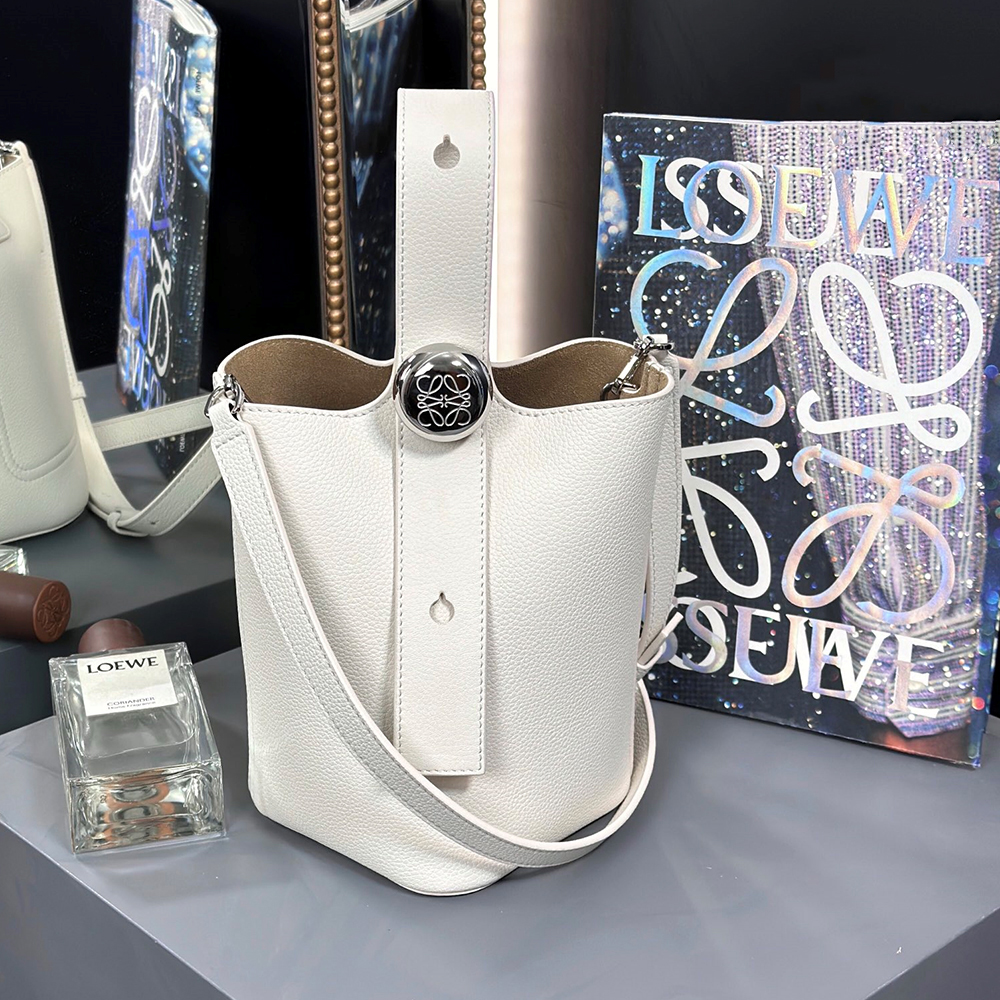 LOEWE Mini Pebble Bucket bag in soft grained calfskin