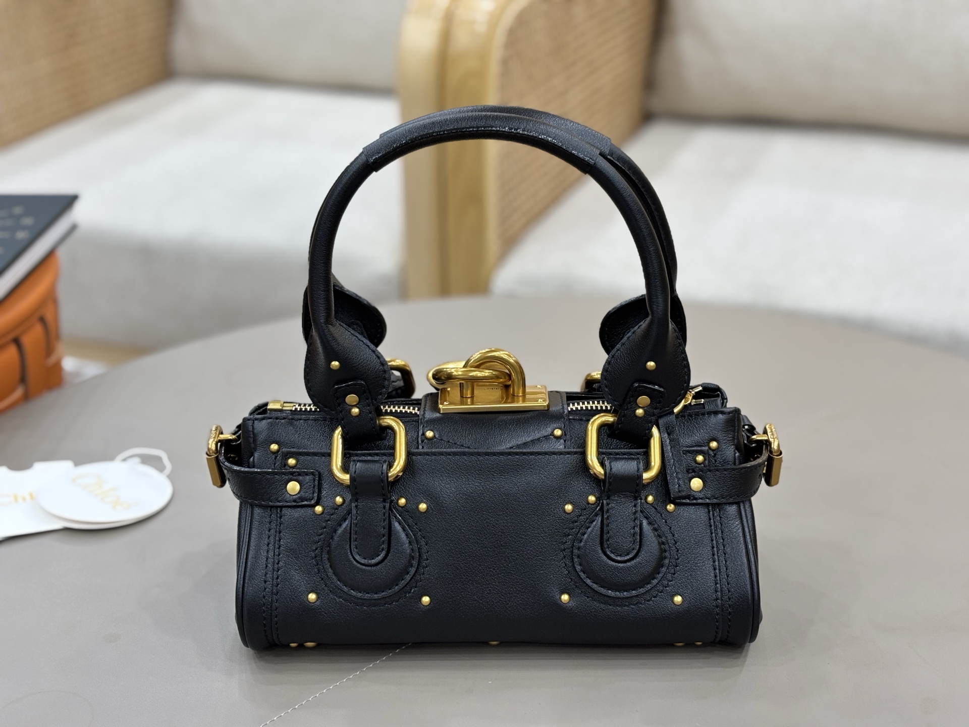 Chloe Small Paddington Bag in Grained Calfskin-Black
