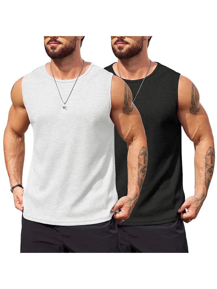 (Pre-order)Casual 2 Pack Waffle Tank Tops (US Only)