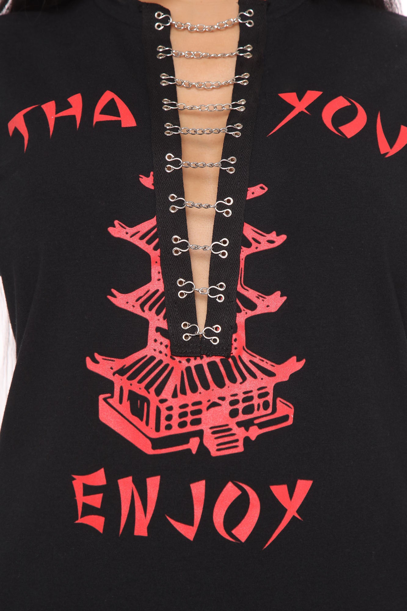 Thanks Enjoy T-Shirt Dress - Black