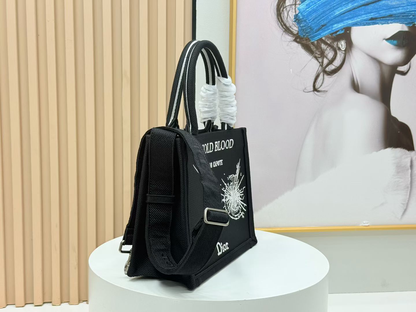 Dior Embroidered Canvas Small  Book Tote with shoulder strap