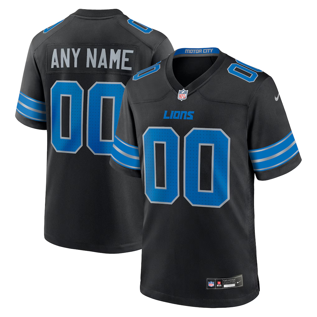 Customized Detroit Lions Football Jersey Nike White Blue Black Home and Away Game Jersey