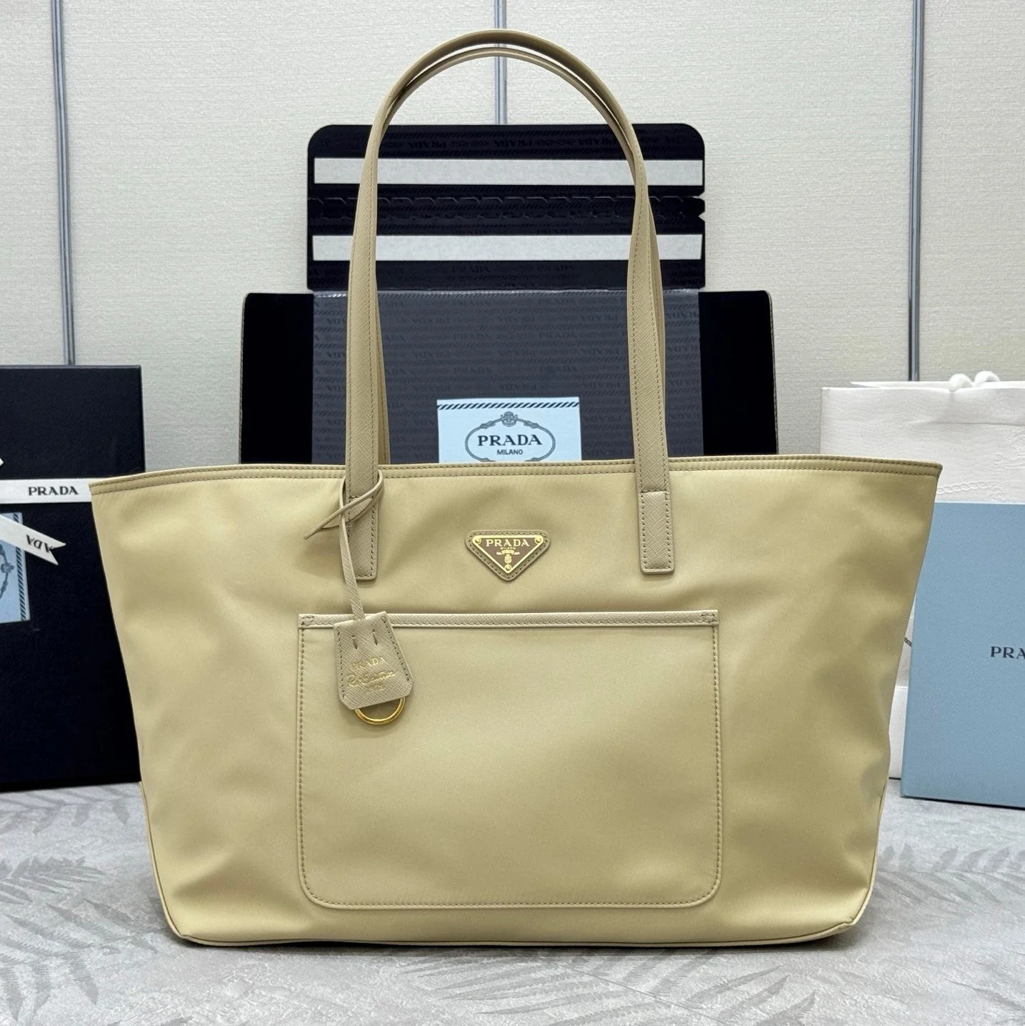 Prada Re-Edition 1978 Tote Bag 35cm Desert Beige Re-Nylon& Saffiano Leather
