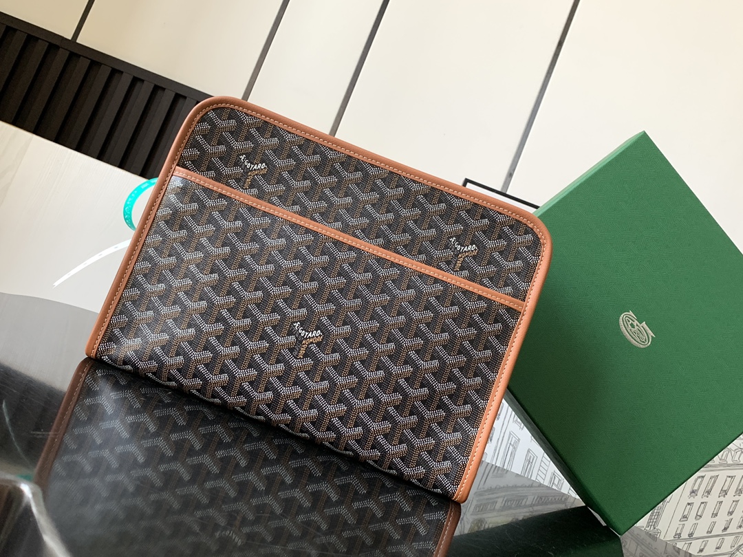 Goyard Jouvence Toiletry GM Bag in Black/Tan
