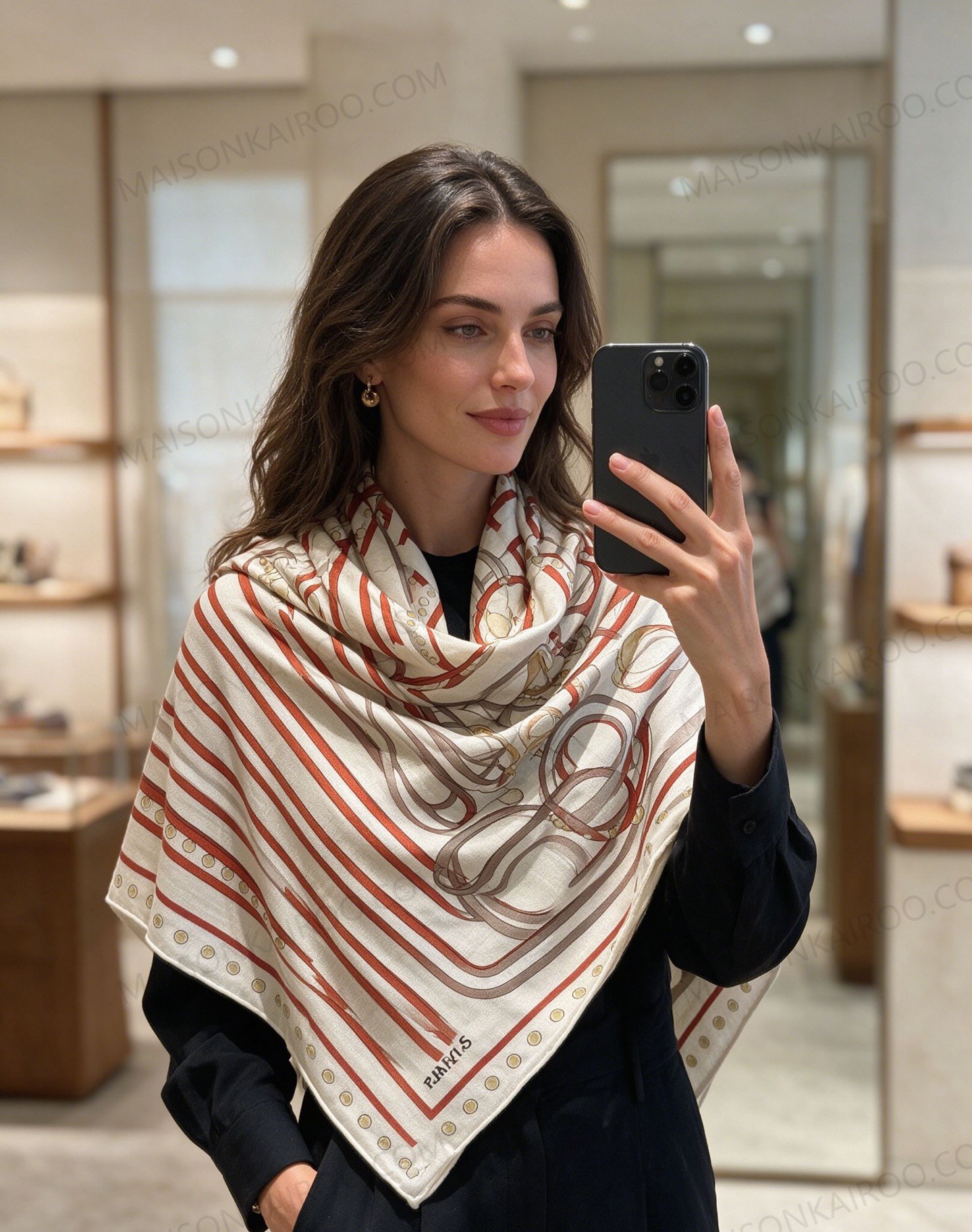 Hermes Equestrian Bridle 140 Silk‑Cashmere Shawl Scarf - KAIROO