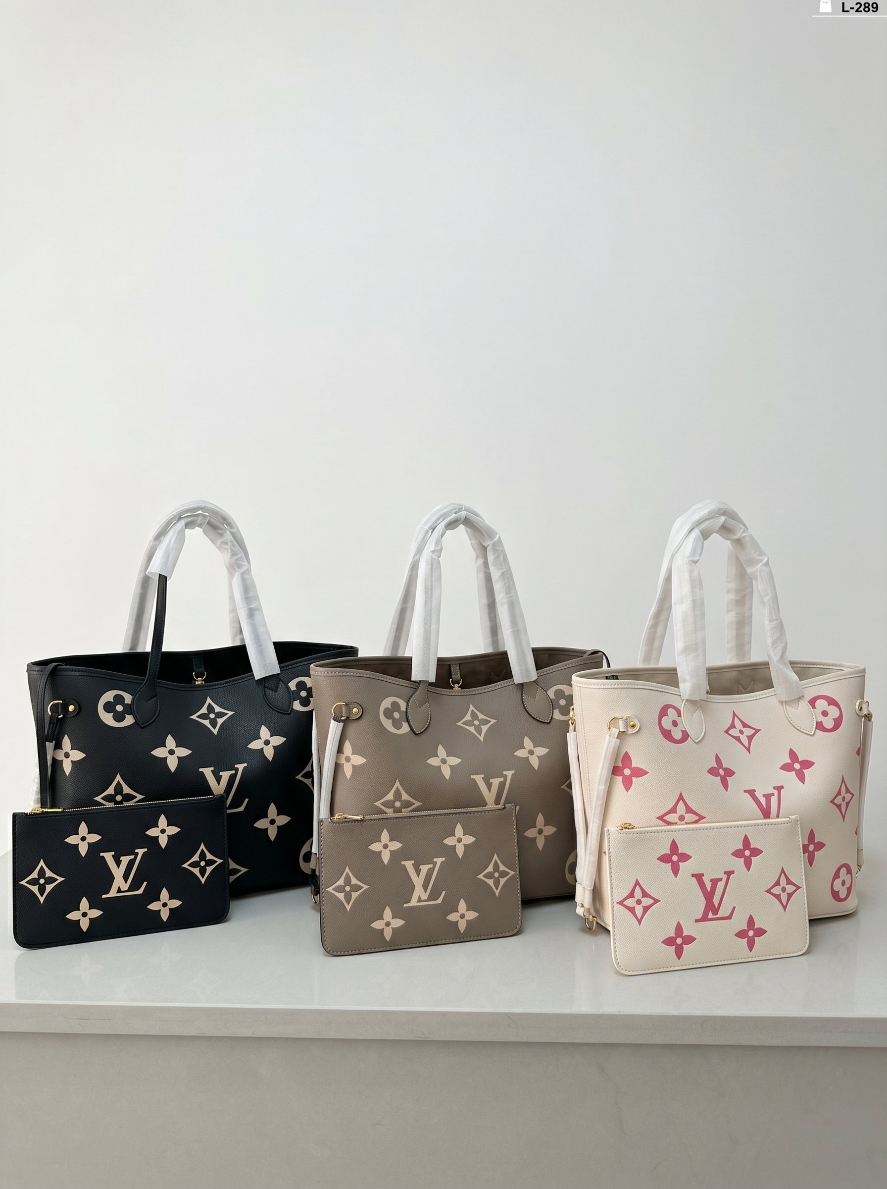 Louis Vuitton LV Neverfull MM Bicolor Giant Monogram Empreinte Leather Tote Bag With Pouch - KAIROO