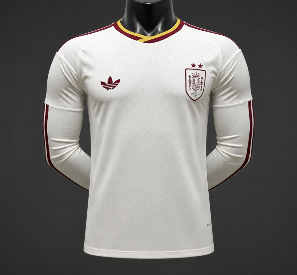 Player Version 2026 World Cup Spain Away （Two stars）Jersey Long Sleeves S-3XL - musan